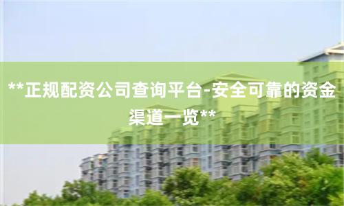 **正规配资公司查询平台-安全可靠的资金渠道一览**